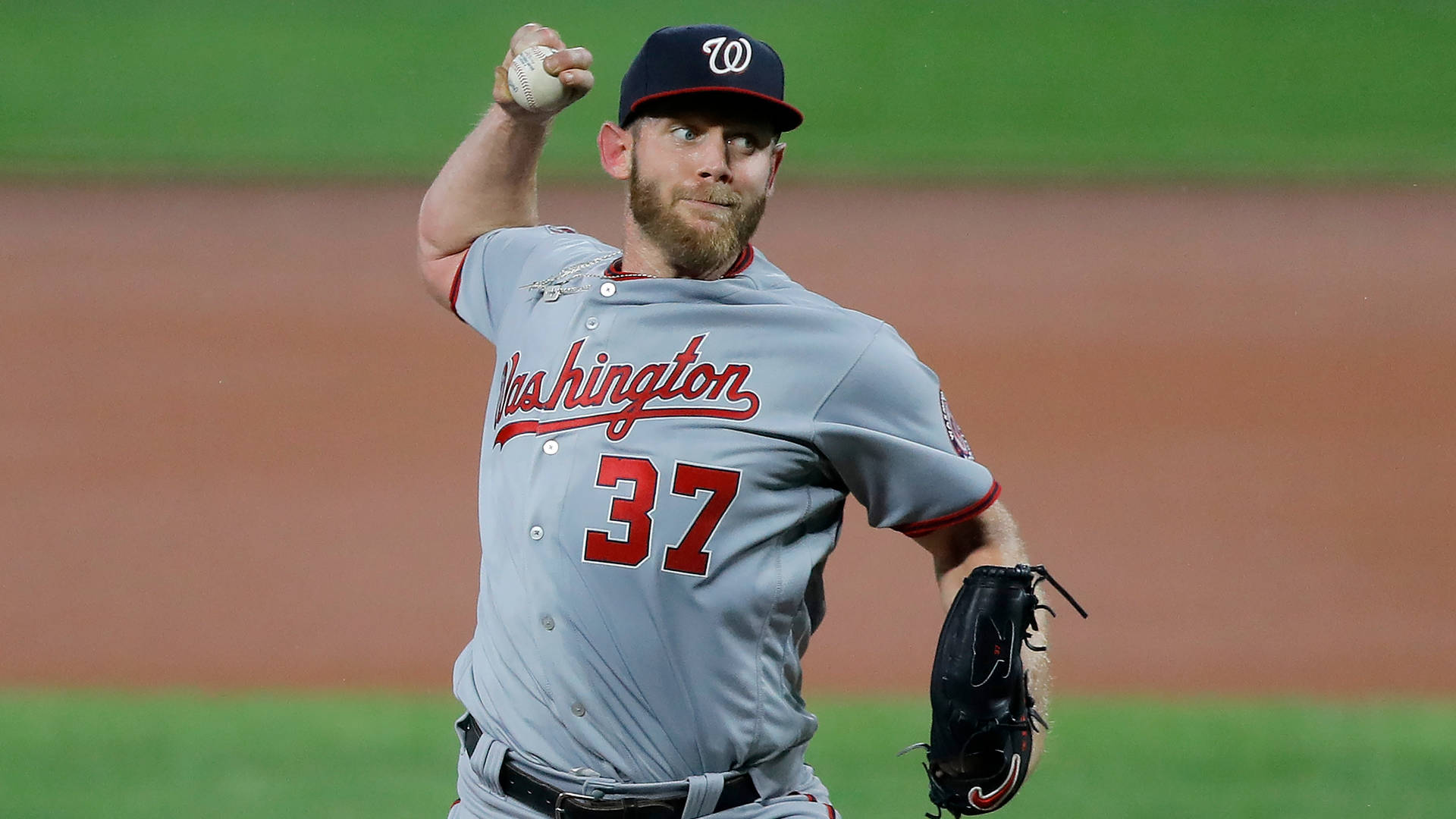 Baseball Pitcher James Strasburg Throwing A Ball Background