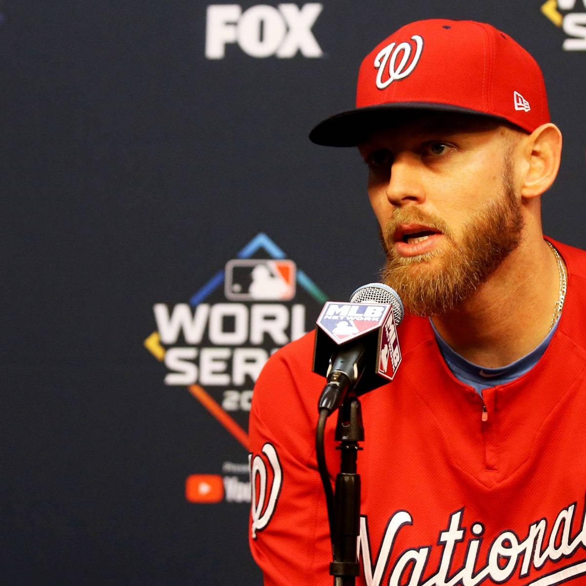 Baseball Pitcher Stephen Strasburg Being Interviewed Background