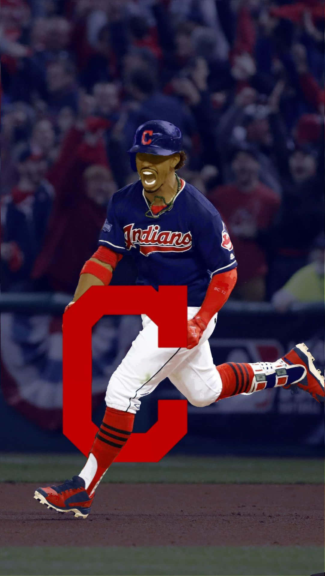 Baseball Player Celebration Cleveland Indians Background