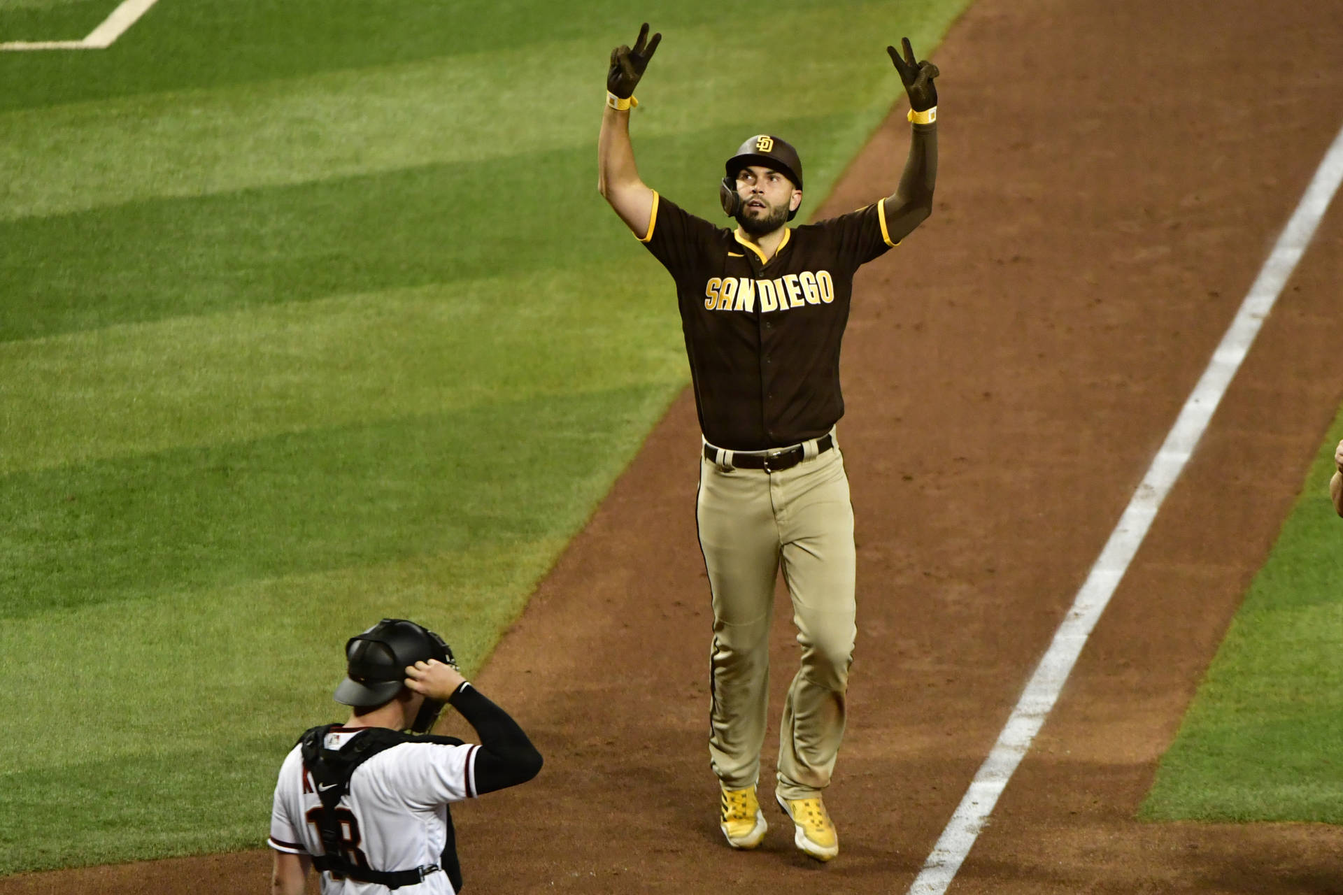 Baseball Player Eric Hosmer On The Field Background