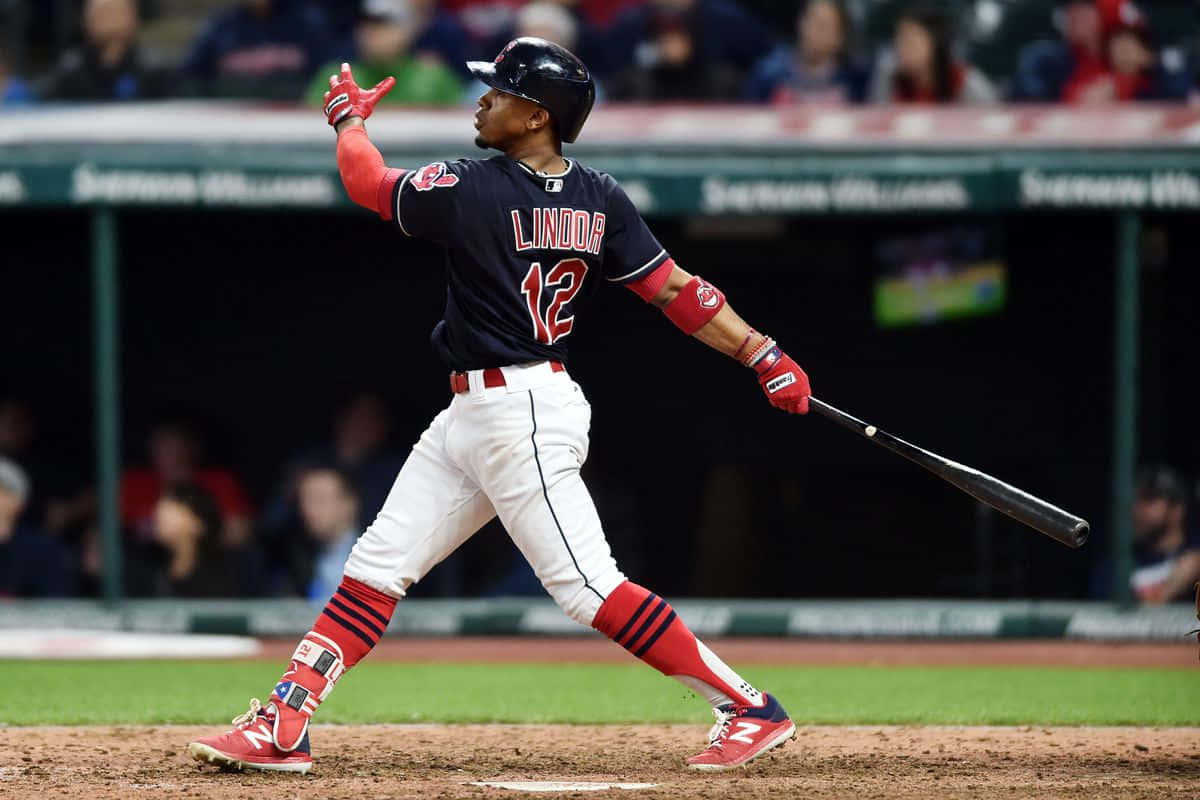 Baseball Player Lindor Swing Action Background