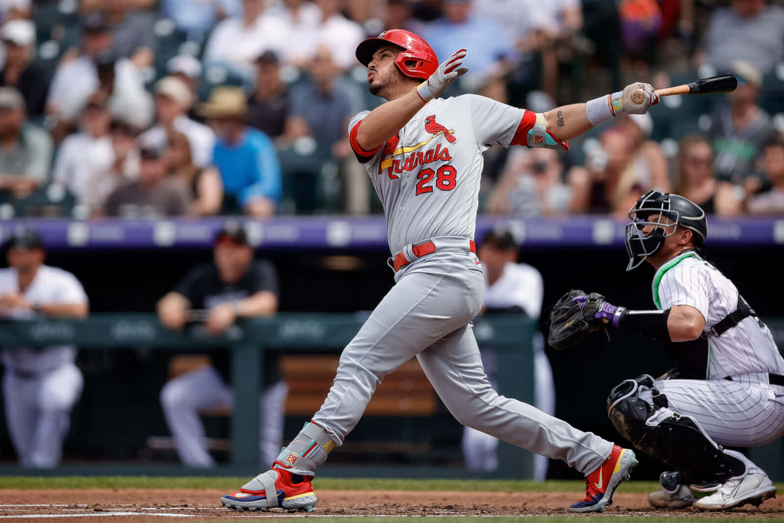 Baseball Player Swinging Bat Action Shot Background