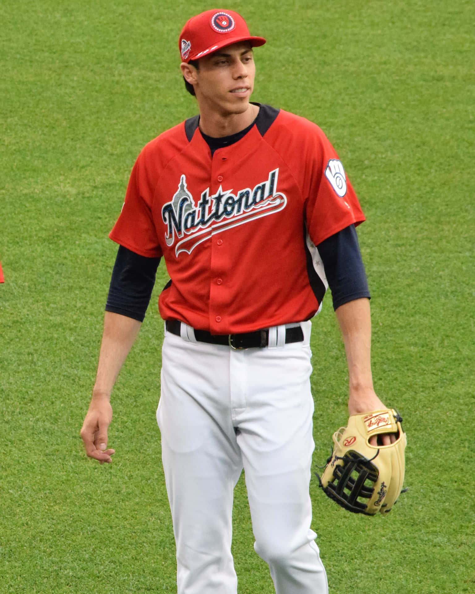Baseball Playerin Nationals Uniform Background