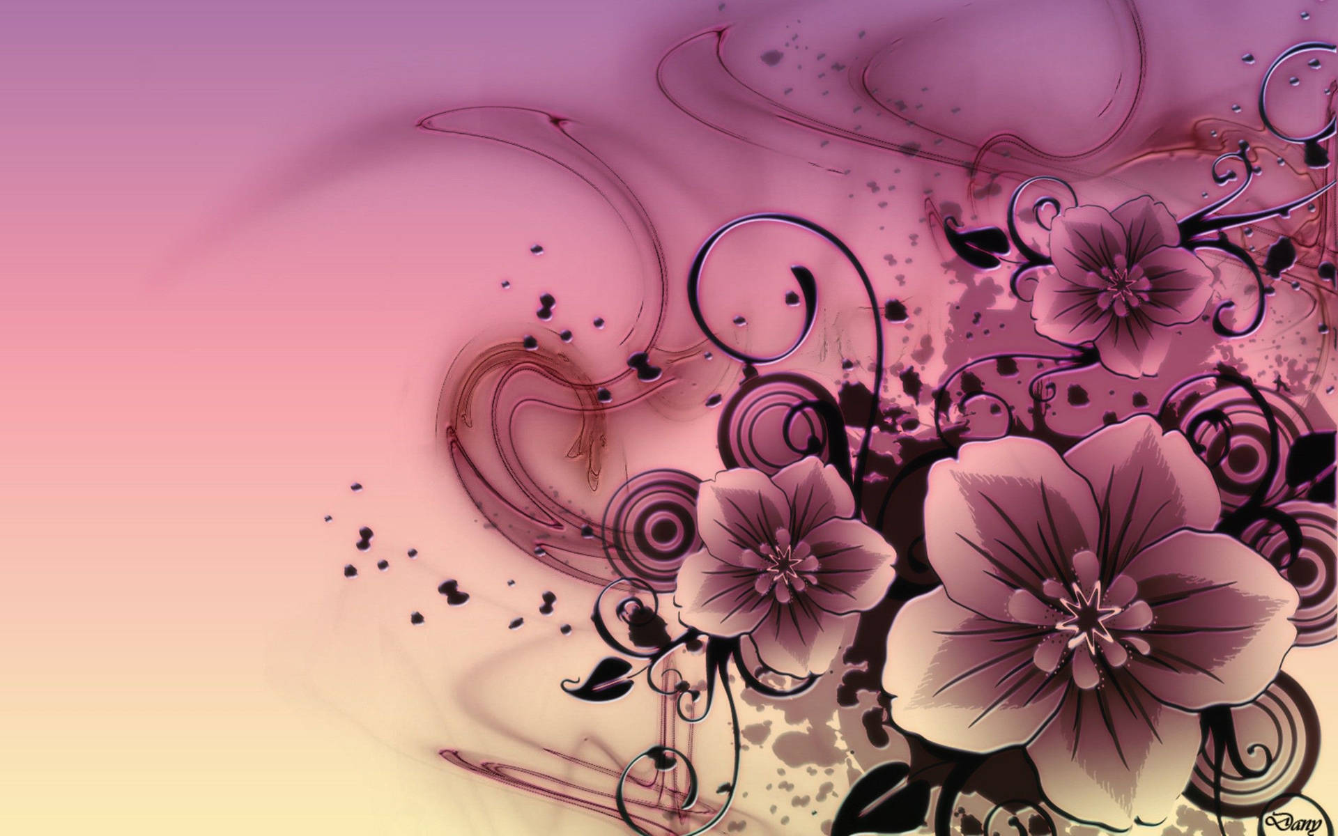 Basic Flower Art Pink Background