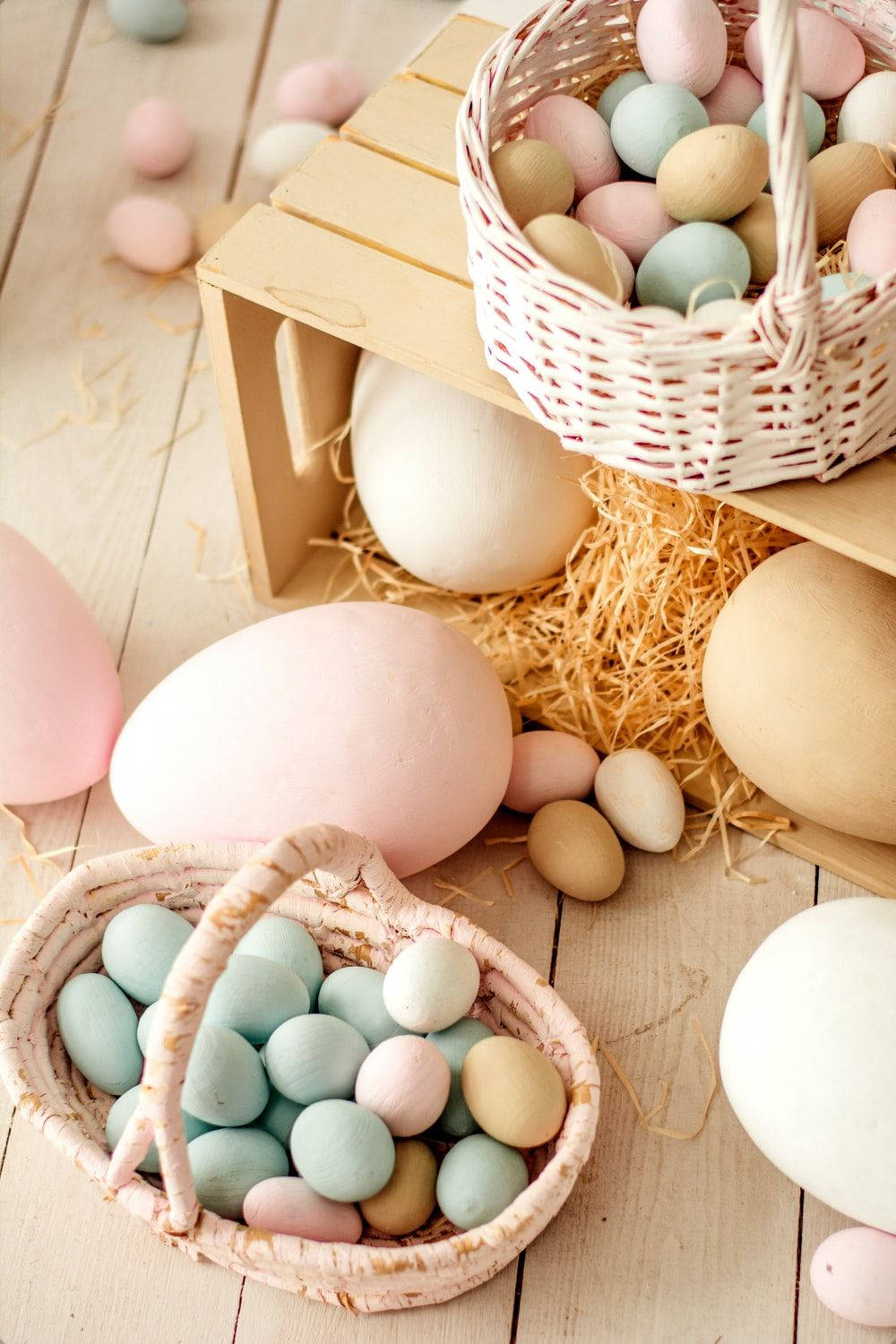 Basket Of Easter Eggs Background