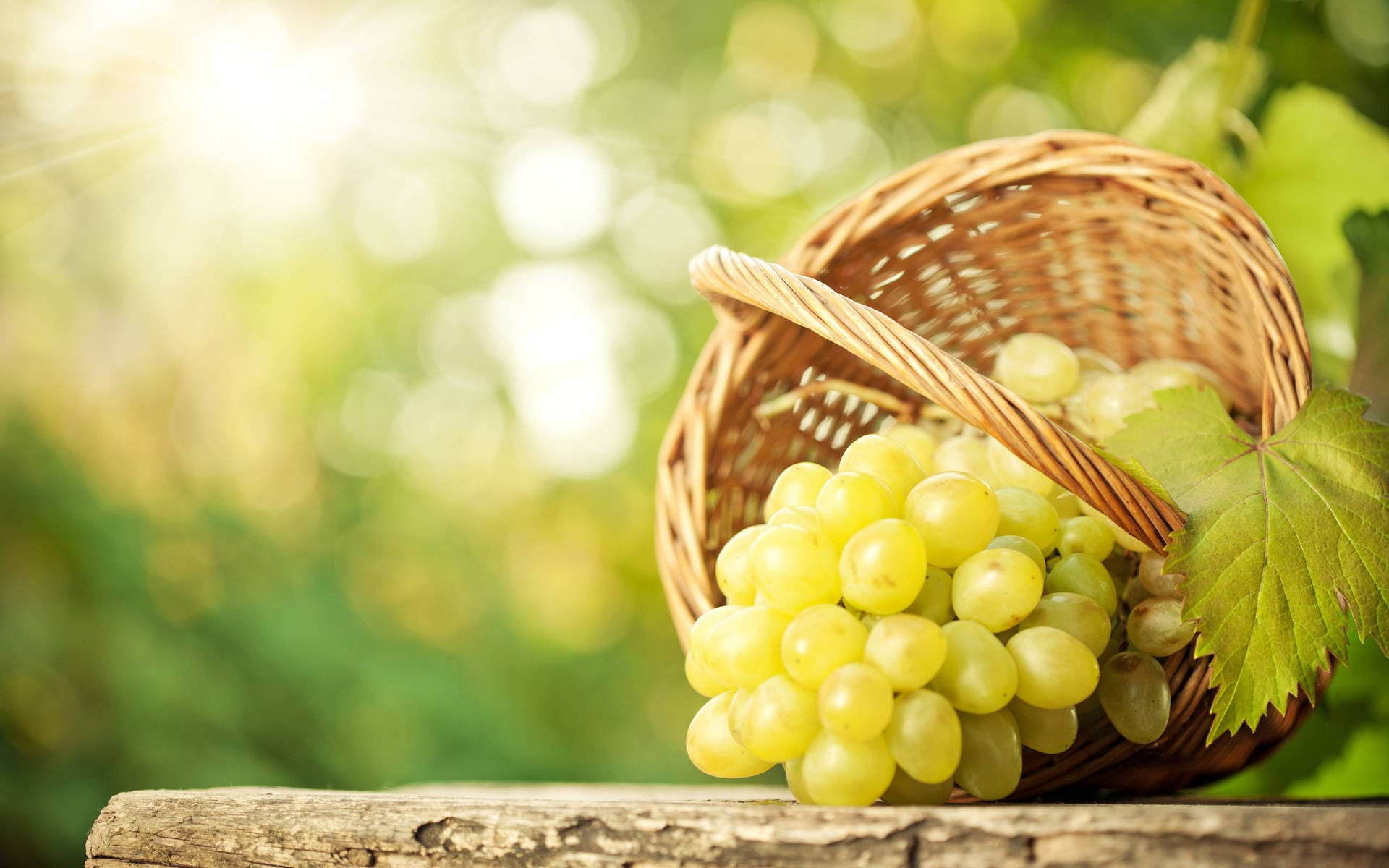 Basket Of Green Grapes Background