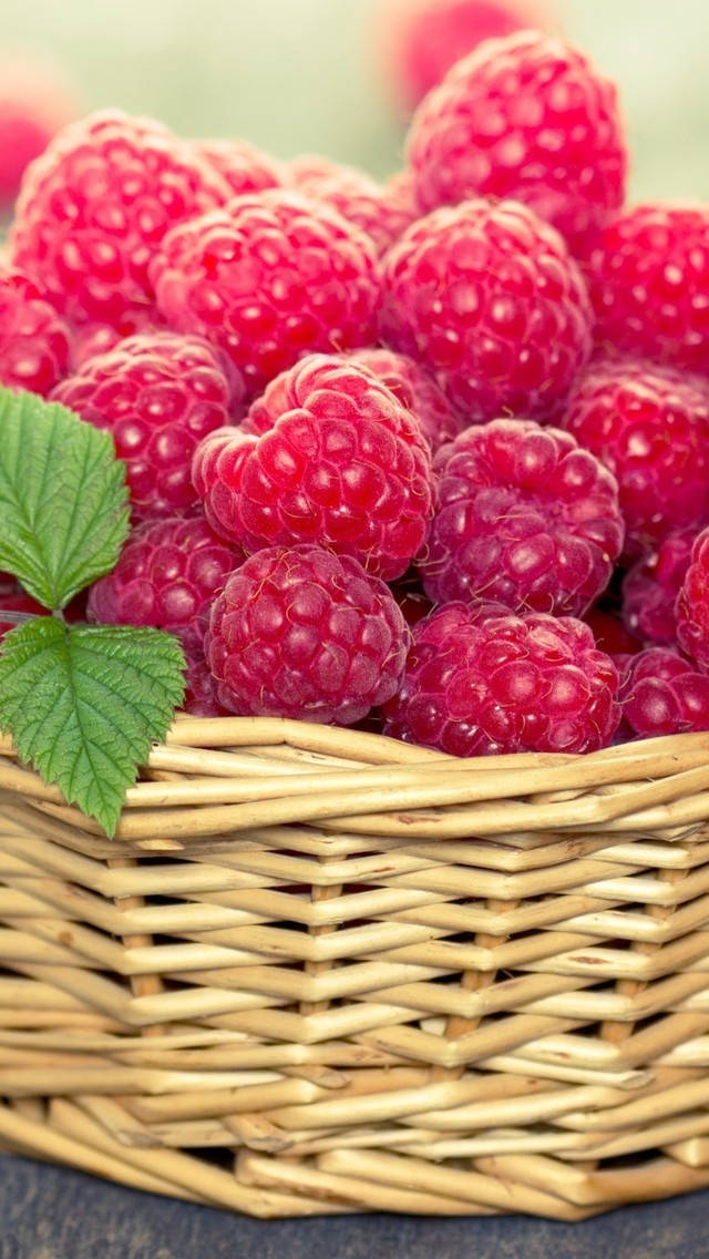 Basket Of Red Raspberries