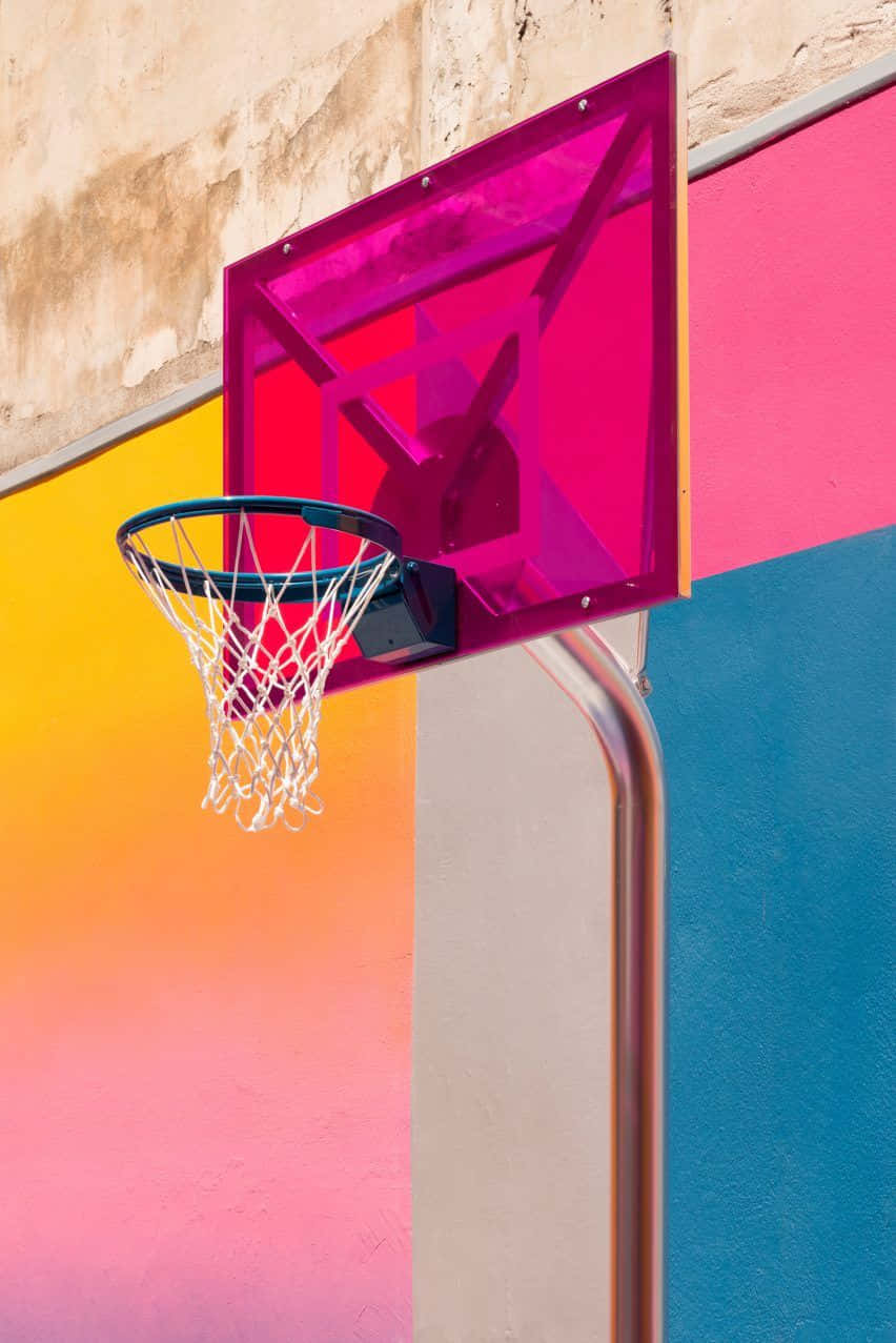 Basketball Aesthetic Colorful Court Background