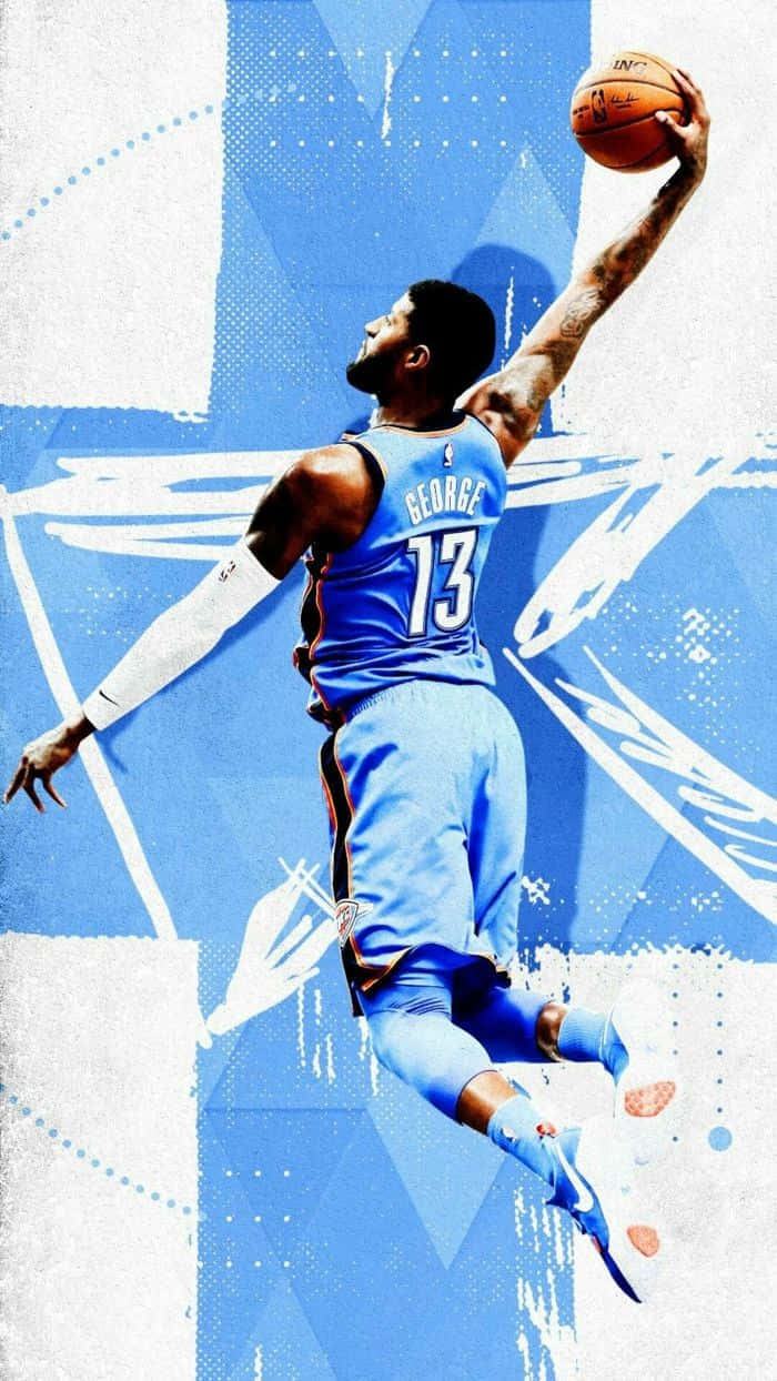 Basketball Aesthetic Oklahoma City Thunder Blue And White Background