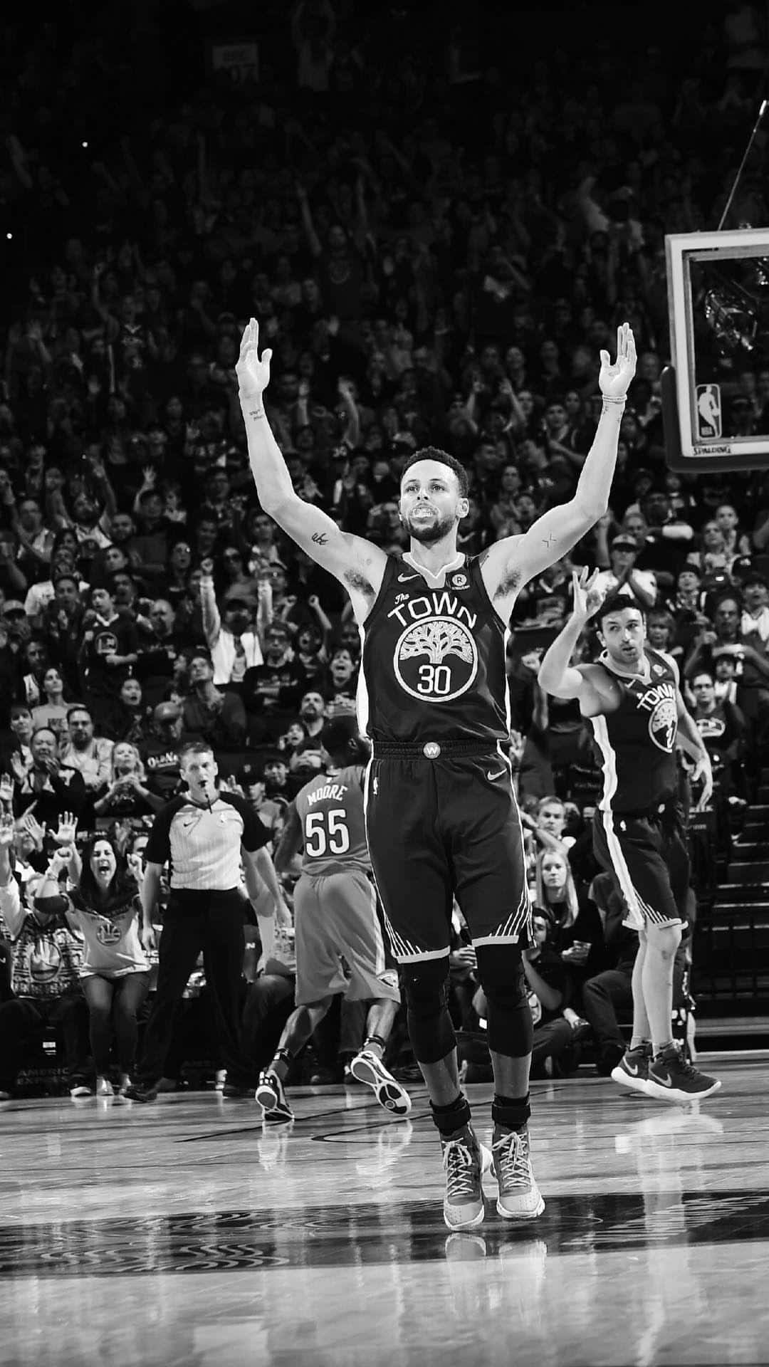 Basketball Aesthetic Stephen Curry Black And White Background