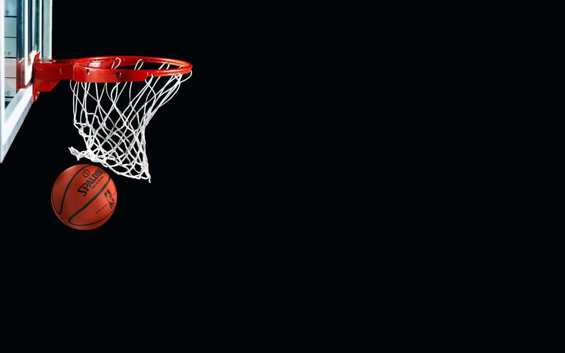 Basketball Approaching Hoop Background