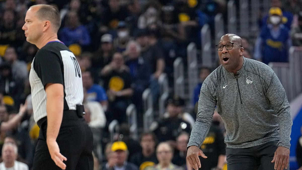Basketball Coach Disputing Referee Call Background