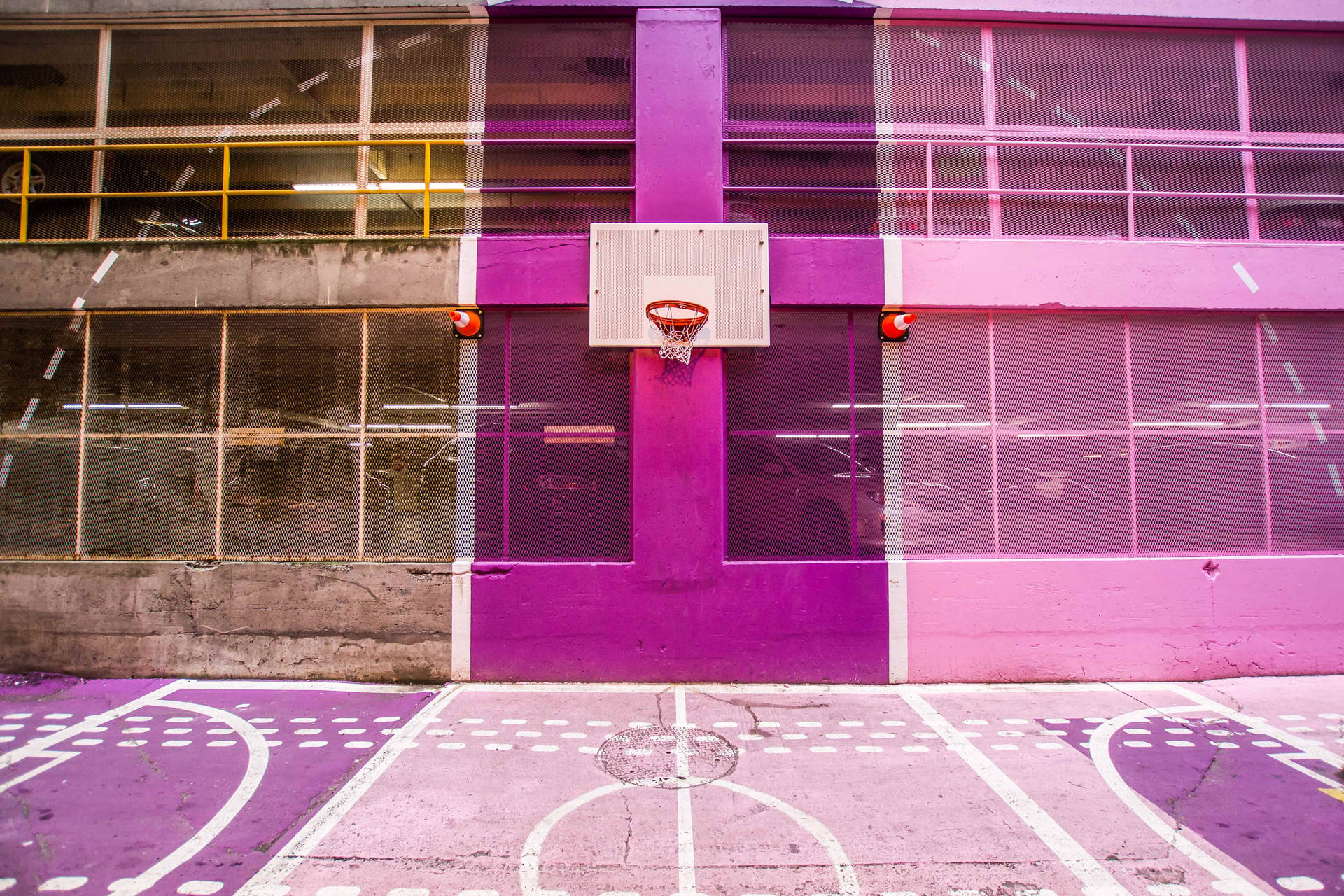 Basketball Court With Pink Wall