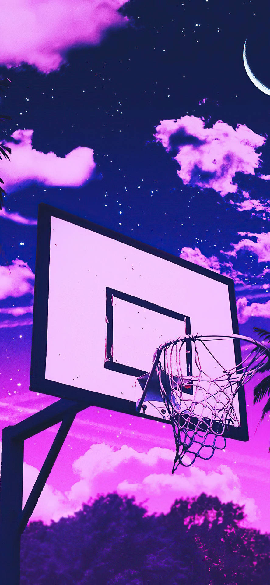 Basketball Iphone Ring And Purple Clouds Background