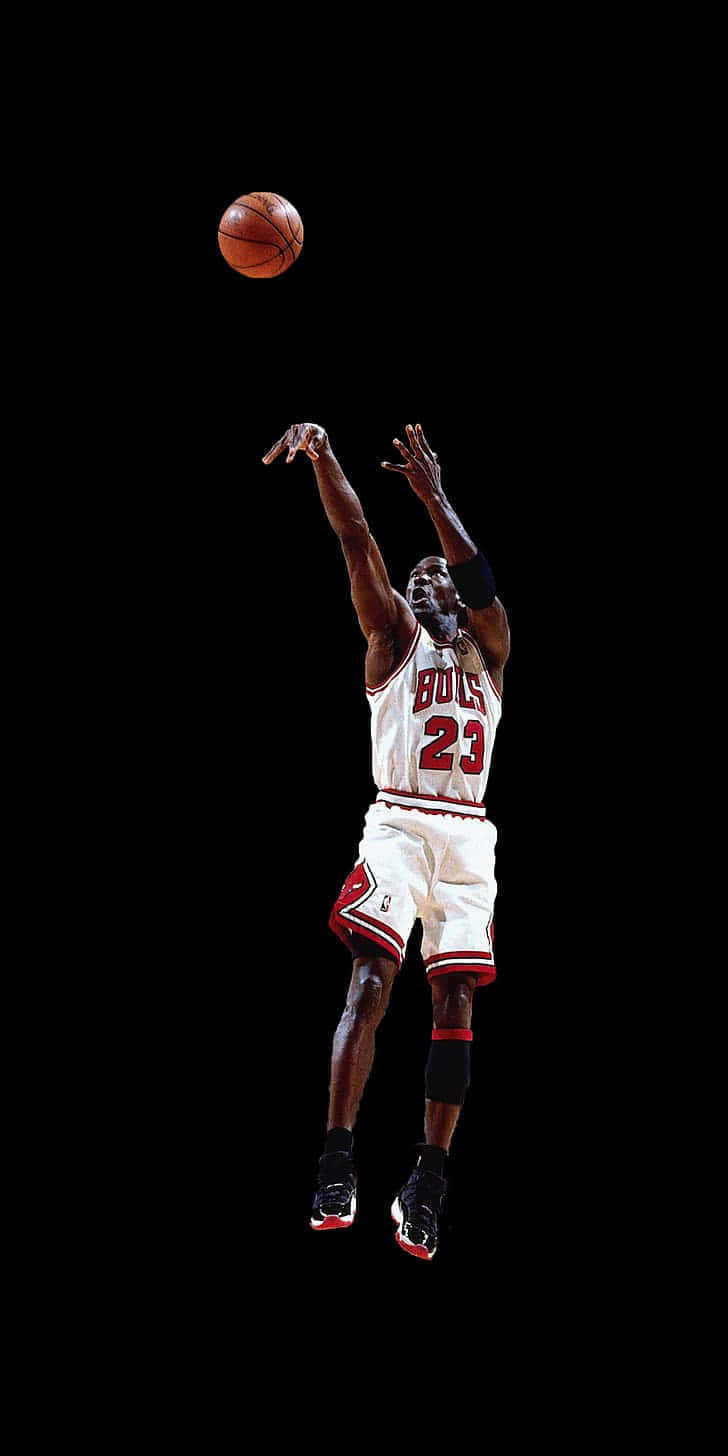 Basketball Legend Michael Jordan Shoots A Clutch Three-pointer. Background