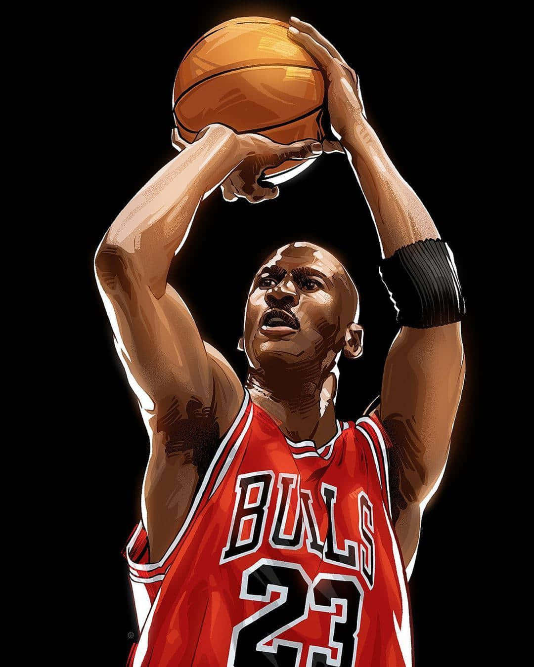 Basketball Legend Shooting Artwork Background