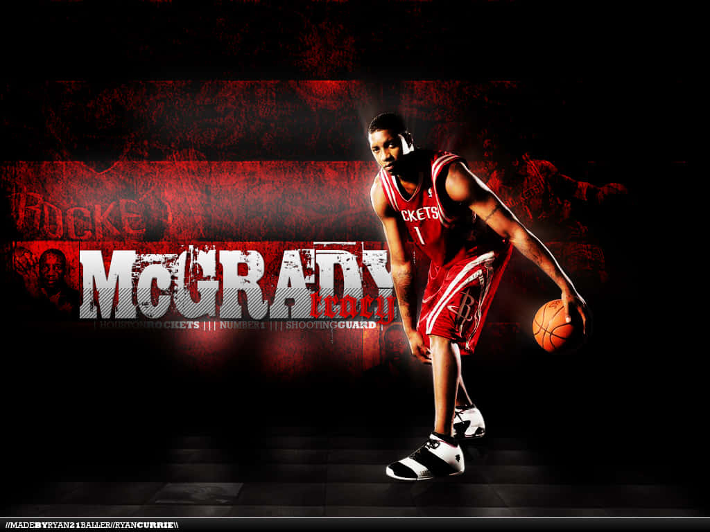 Basketball Legend Tracy Mcgrady In Action