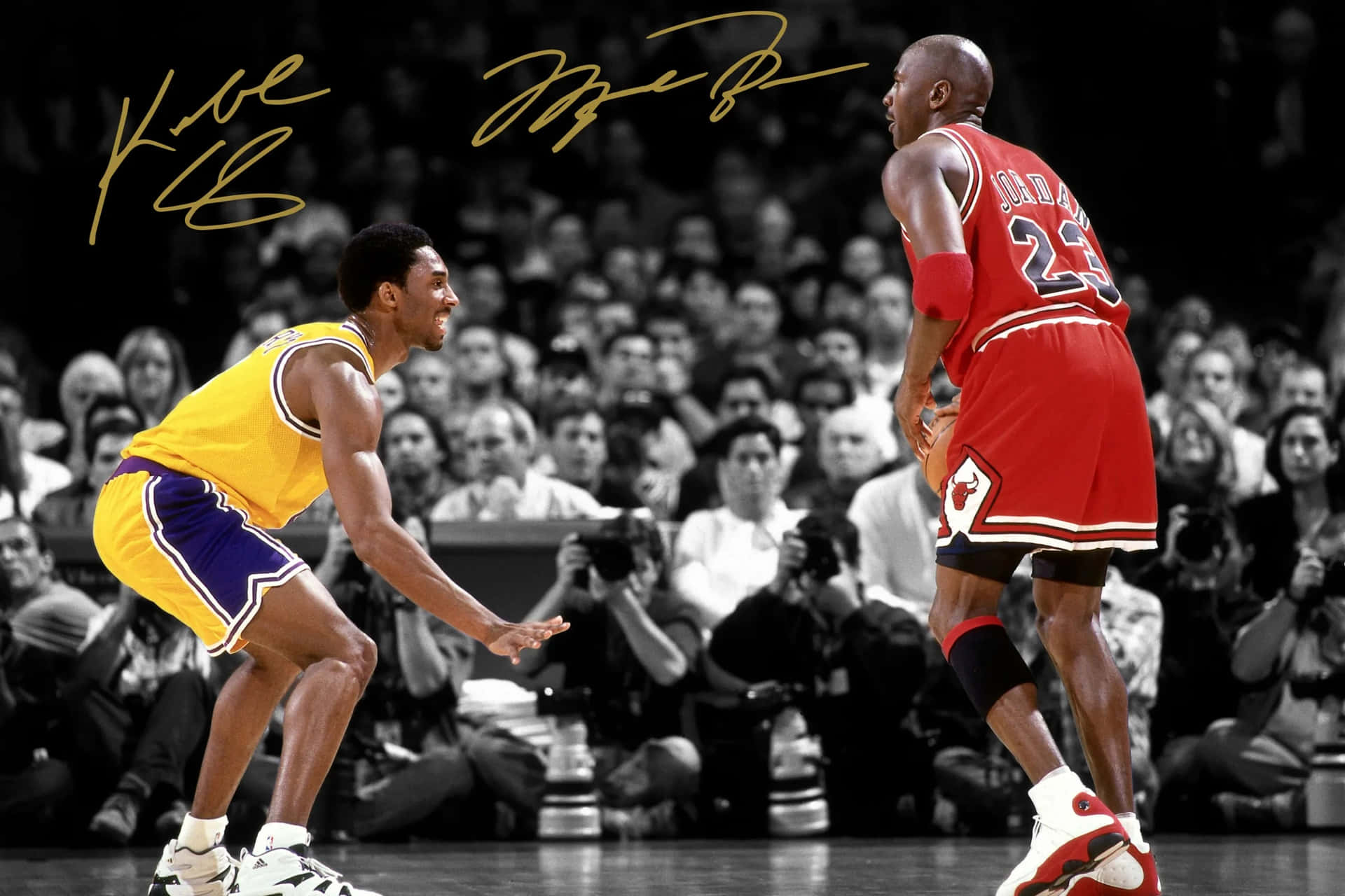 Basketball Legends Michael Jordan And Kobe Bryant Background