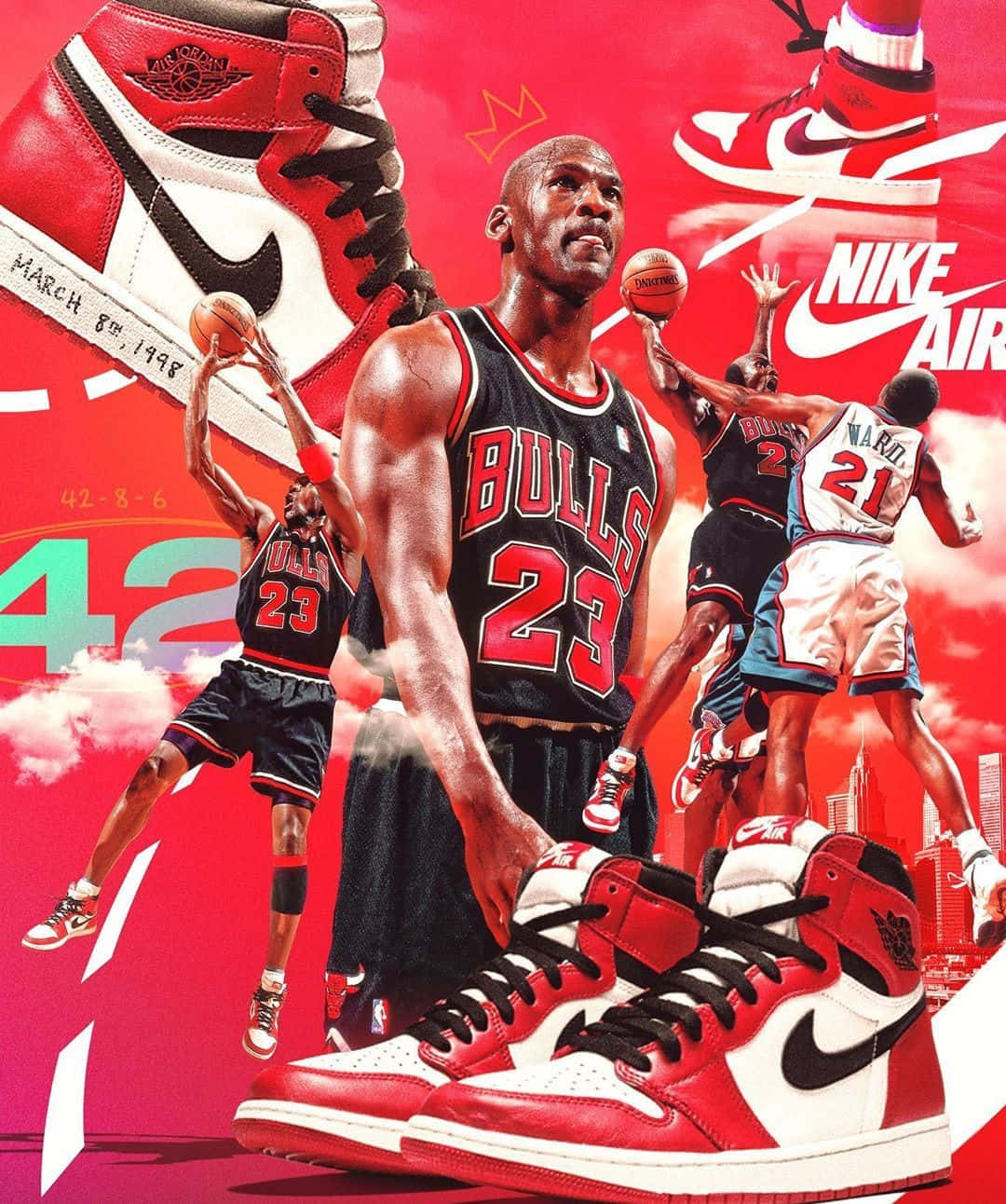 Basketball Michael Jordan Player And Shoes Background