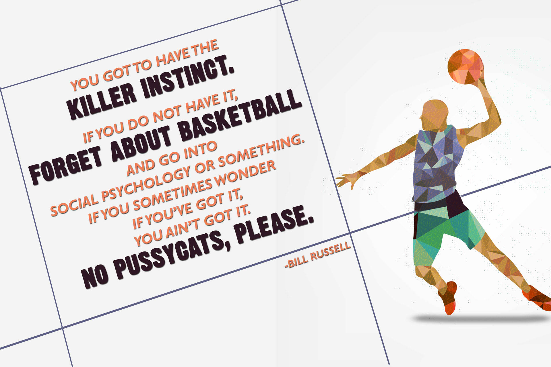 Basketball Motivation Bill Russel Quote Background