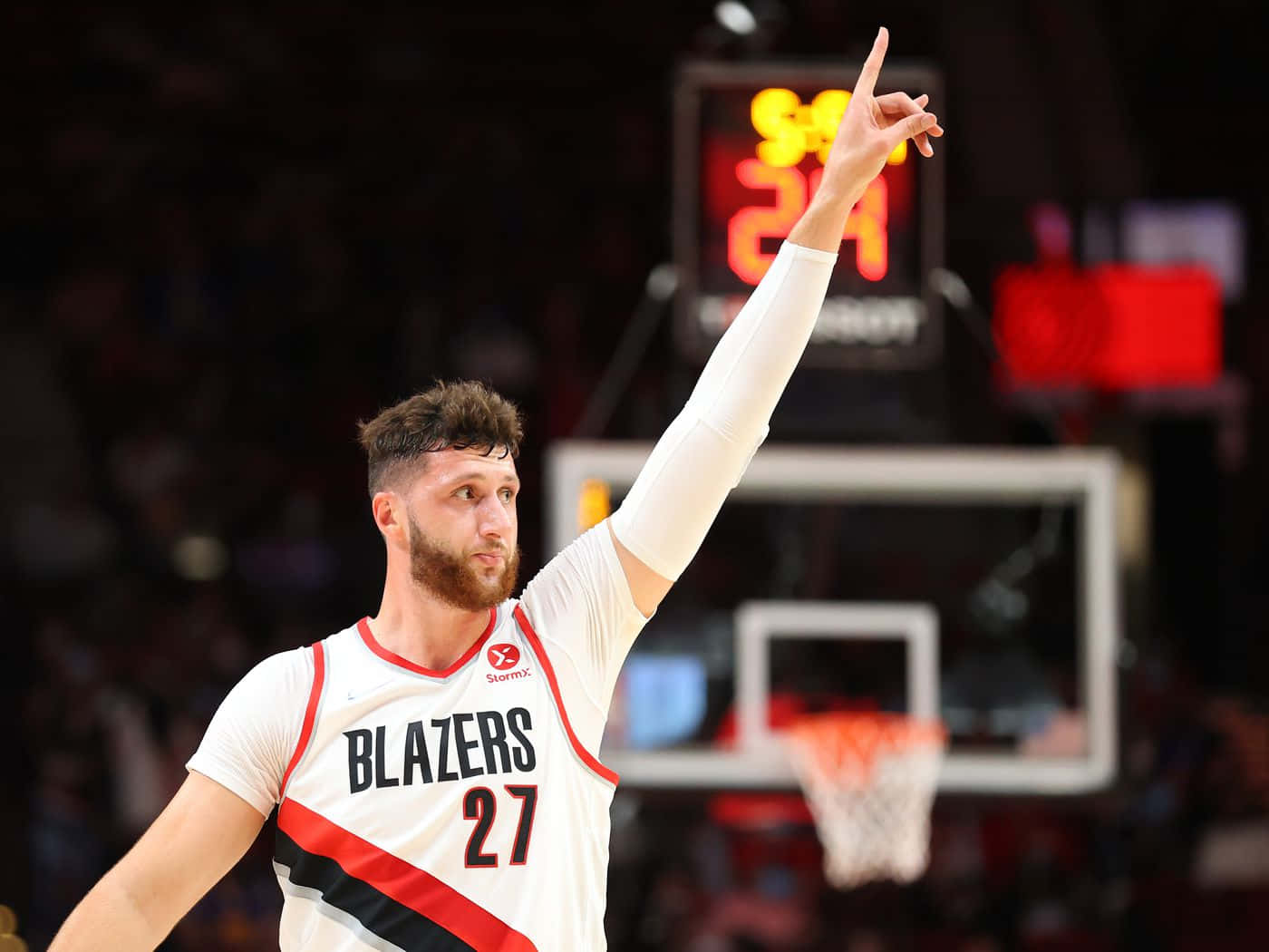 Basketball Player Jusuf Nurkic Game Against Milwaukee Bucks Background