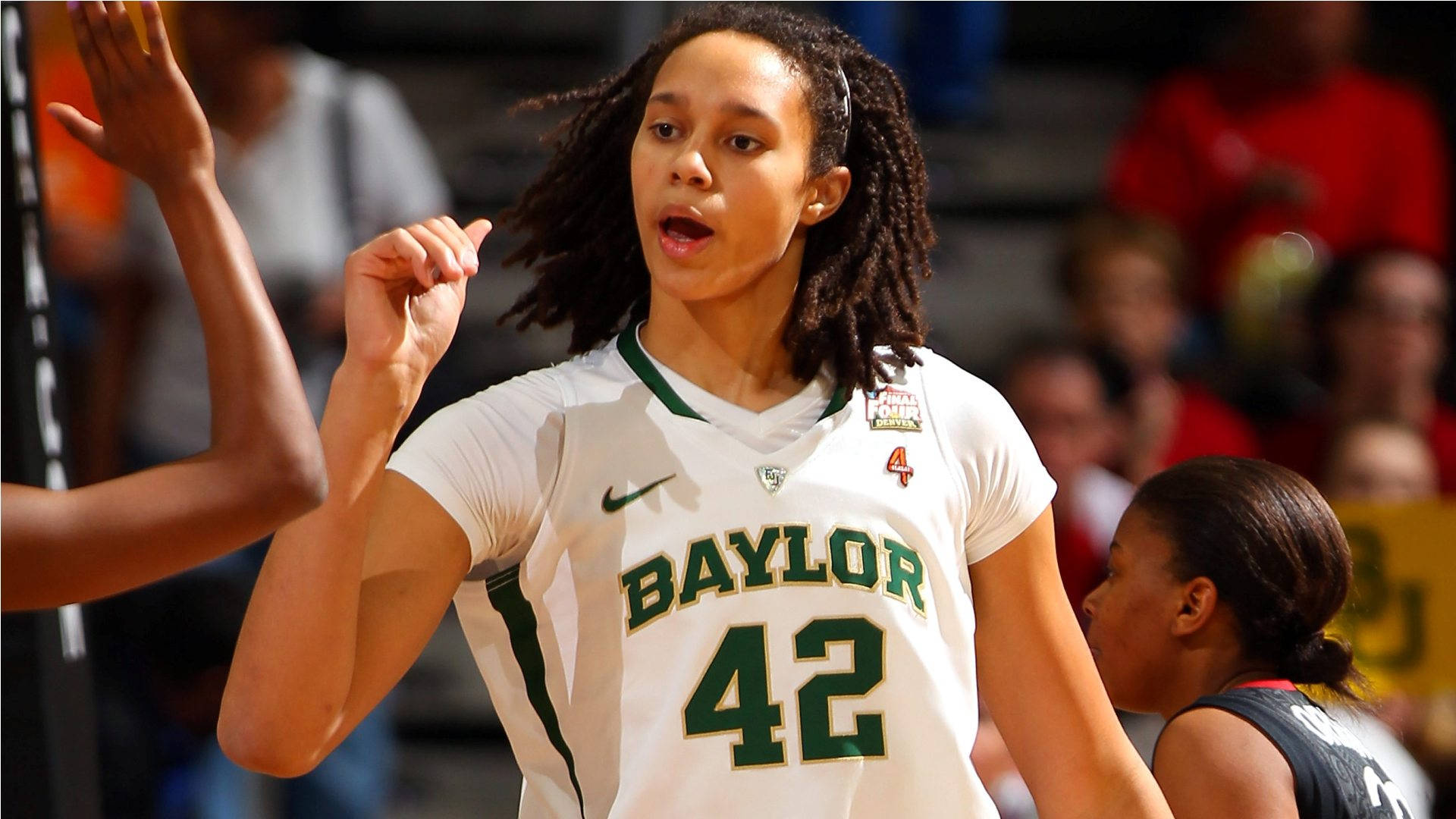 Basketball Star Brittney Griner In Baylor Jersey Background