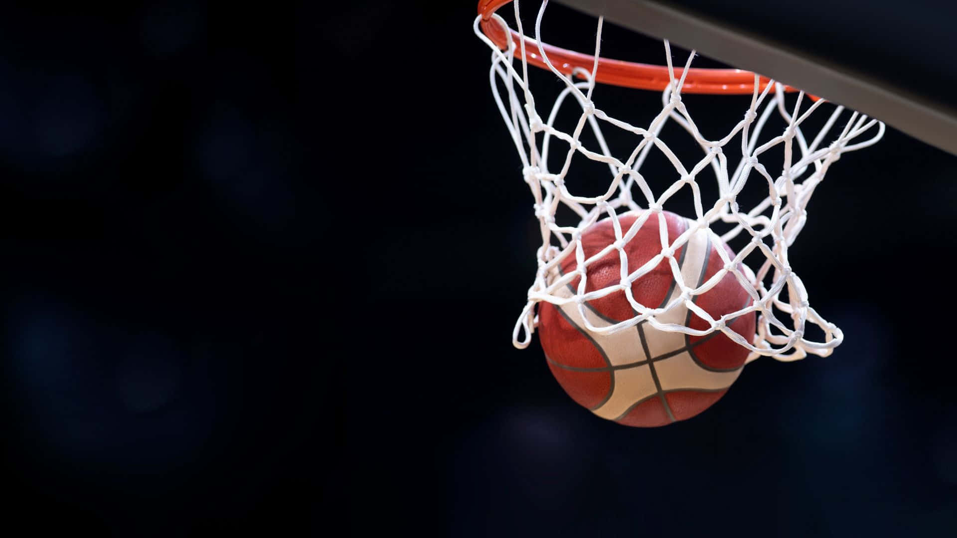 Basketball Swishing Through Net Background