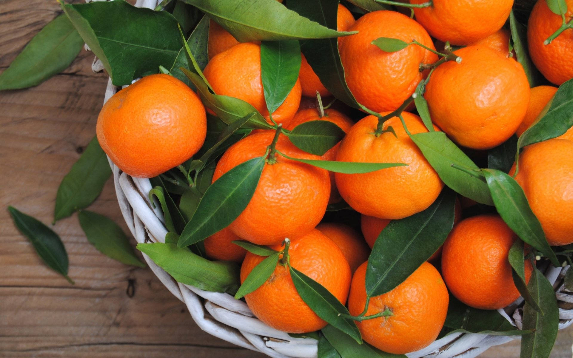 Basketful Satsuma Mandarin Fruits Background