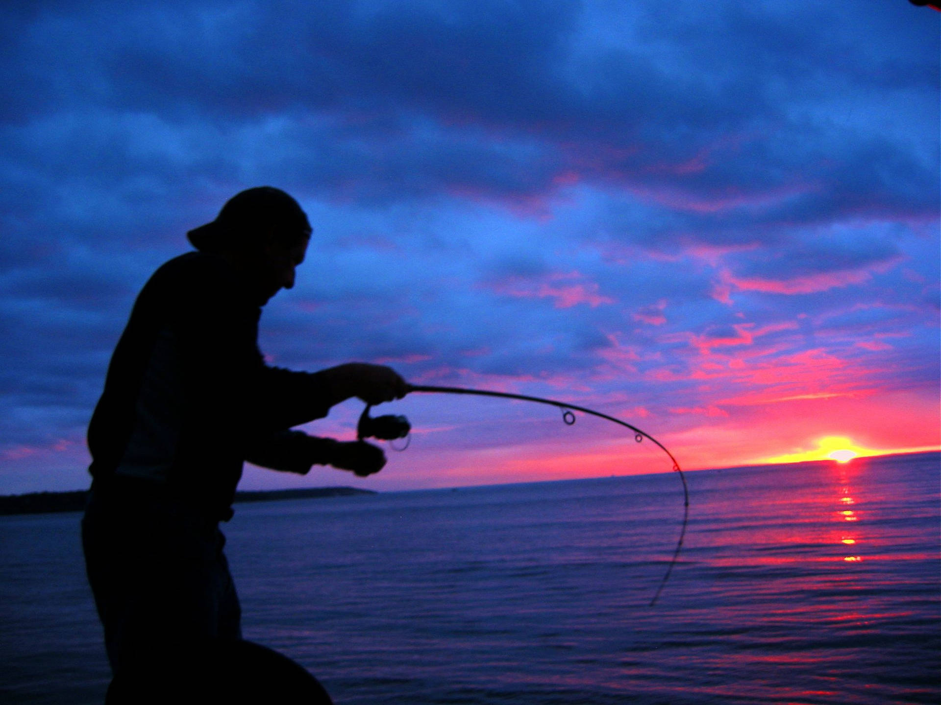 Bass Fishing Silhouette Background