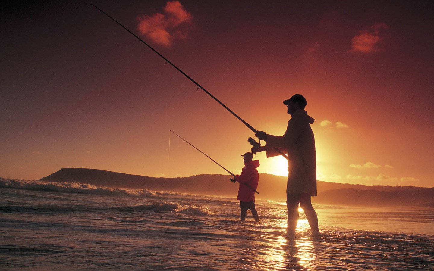 Bass Fishing Sunrise Background