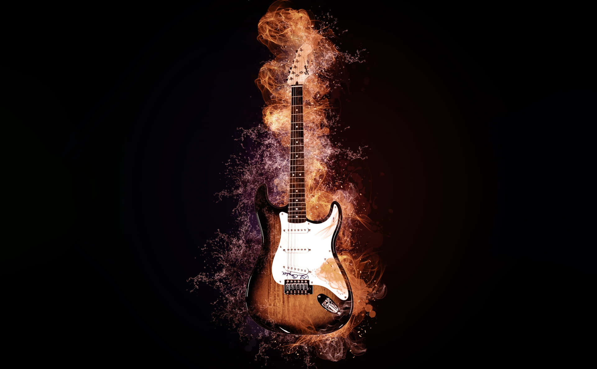 Bass Guitar Flame Hot Black Desktop