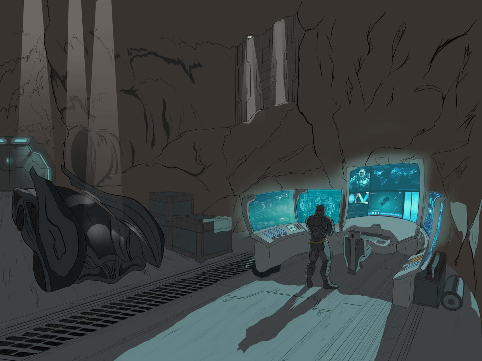 Batcave Cartoon Background