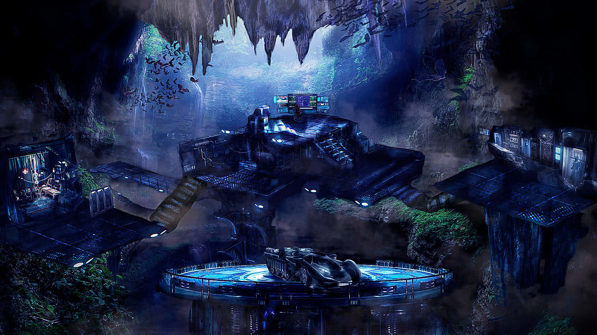 Batcave With Bat Car Background