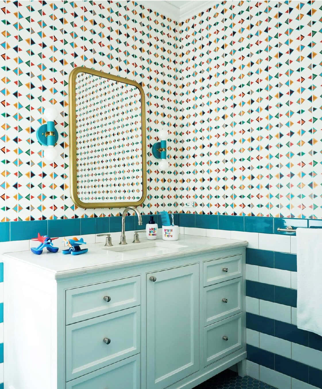 Bathroom Colorful Patterned Tiles Background