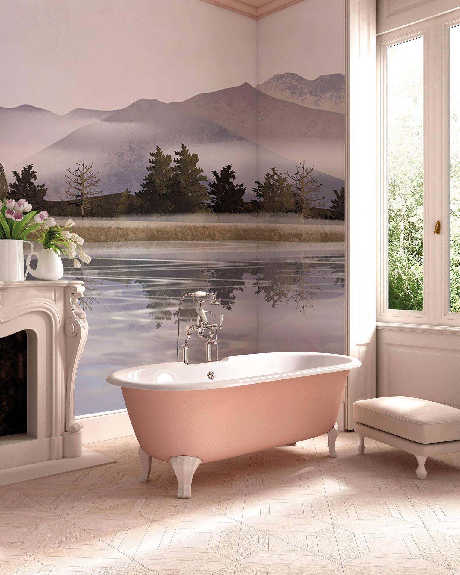 Bathtub Mountain Lake Wallpaper Background