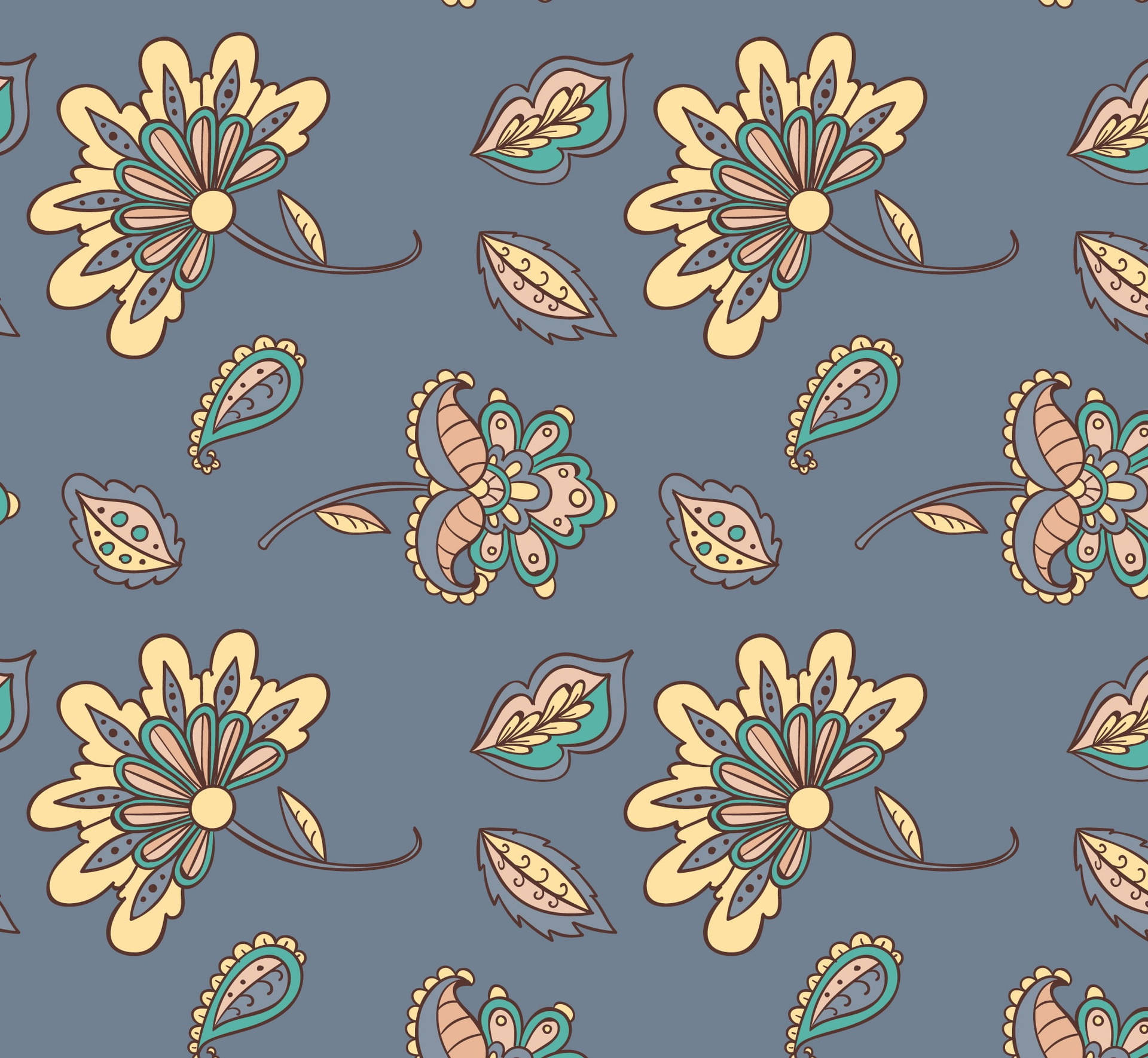 Batik Yellow Flowers Background