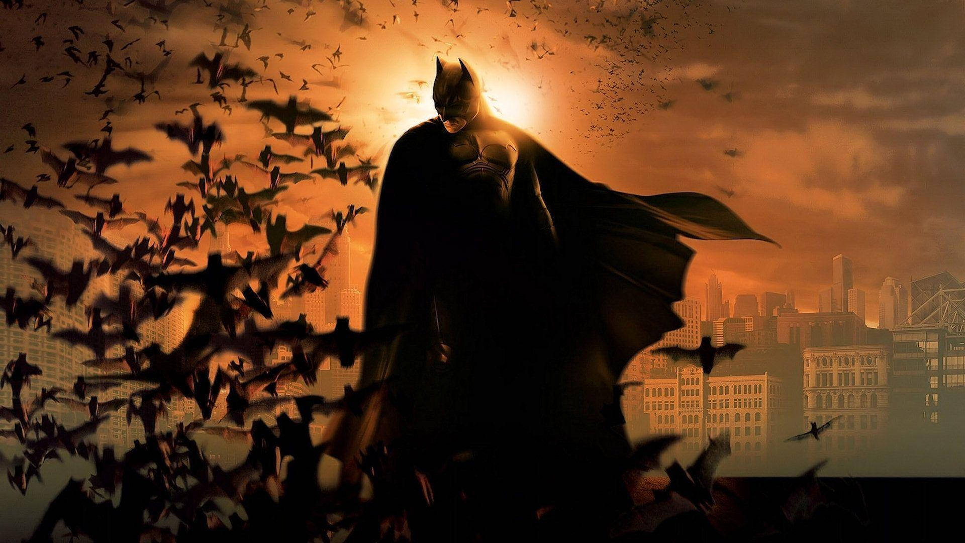 Batman And Bats Sepia Background