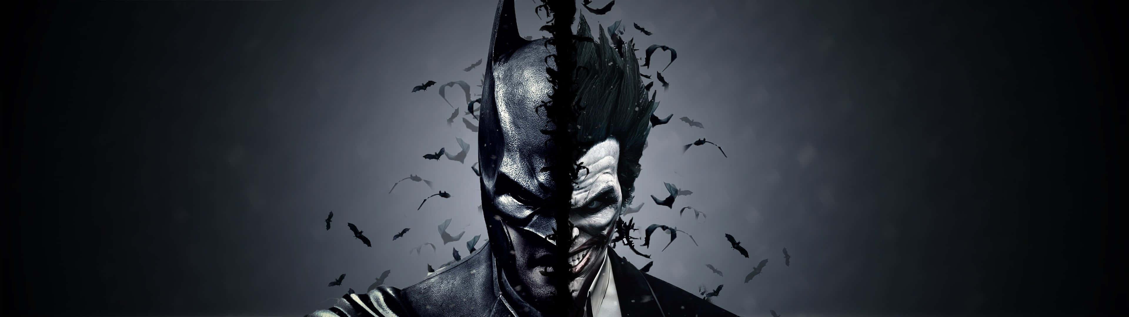Batman And Joker Cool Dual Monitor Illustration Background