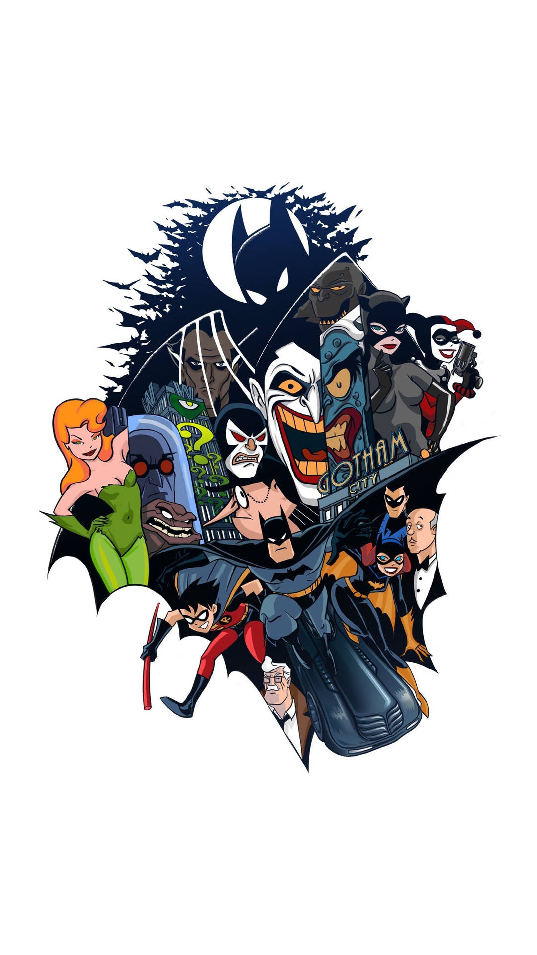 Batman Animated Characters Fan Art Mobile Background