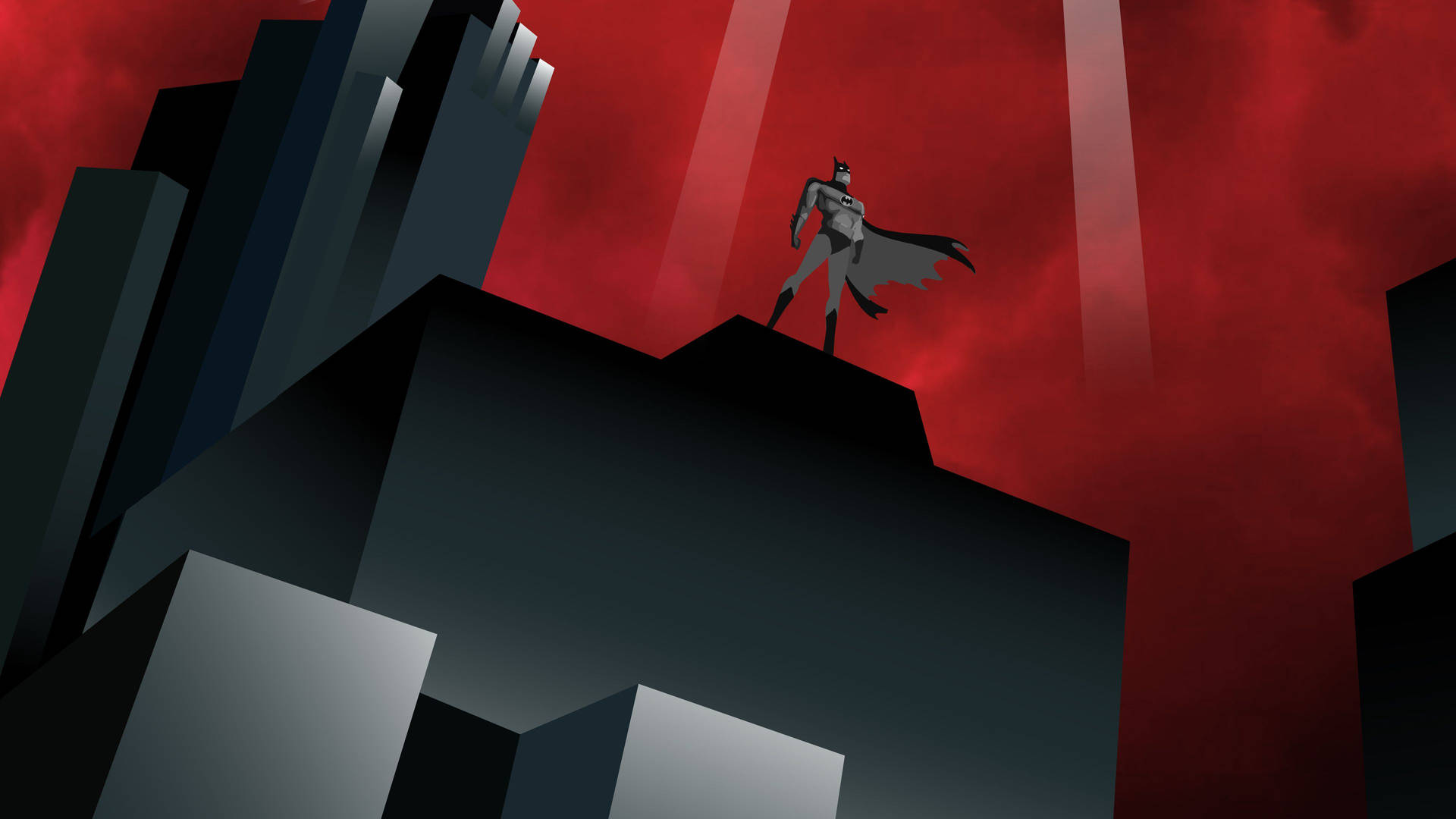 Batman Animated Rules The Red City Sky Desktop Background