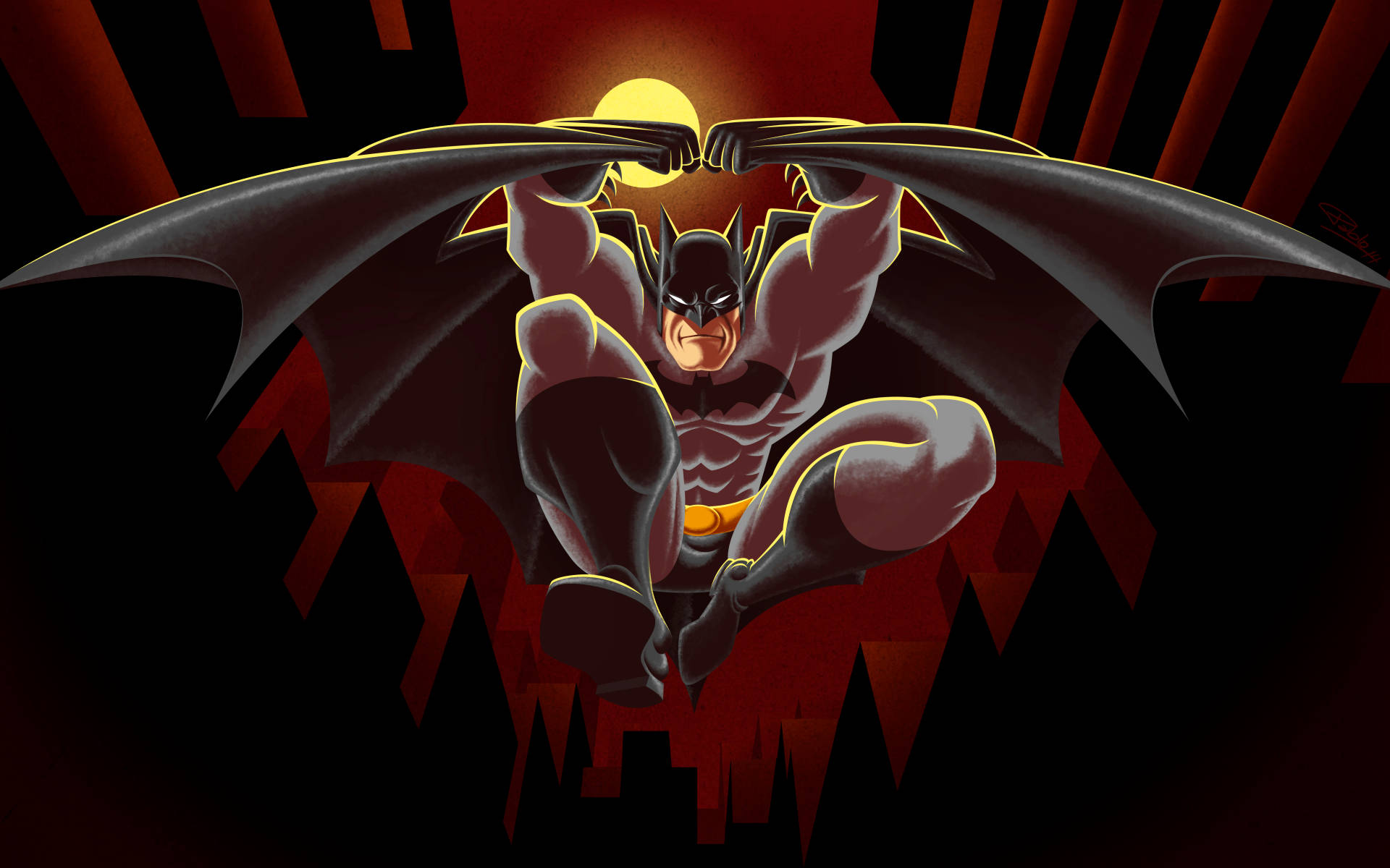 Batman Animated Strike Pose Desktop Background