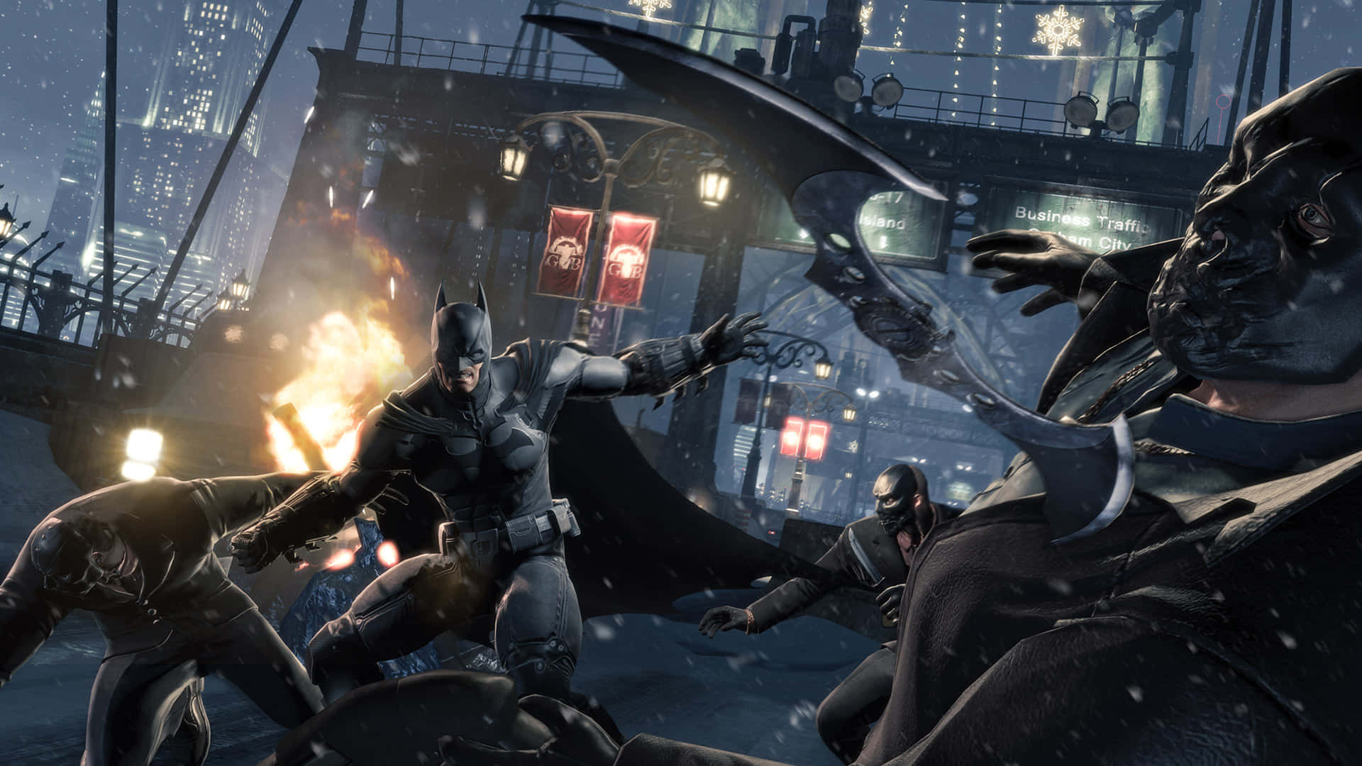 Batman Arkham Origins Gotham City Night Fight Background