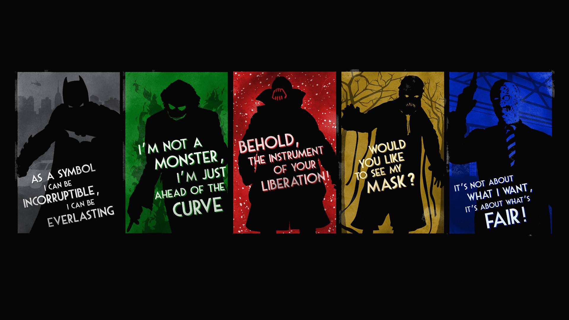 Batman Characters Silhouette And Quotes Background