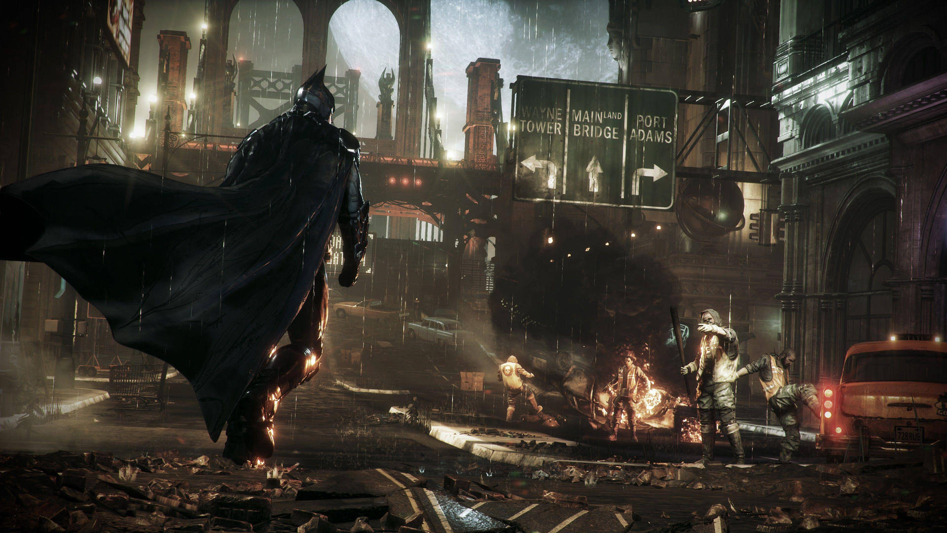 Batman Heading Towards Enemies 4k Background