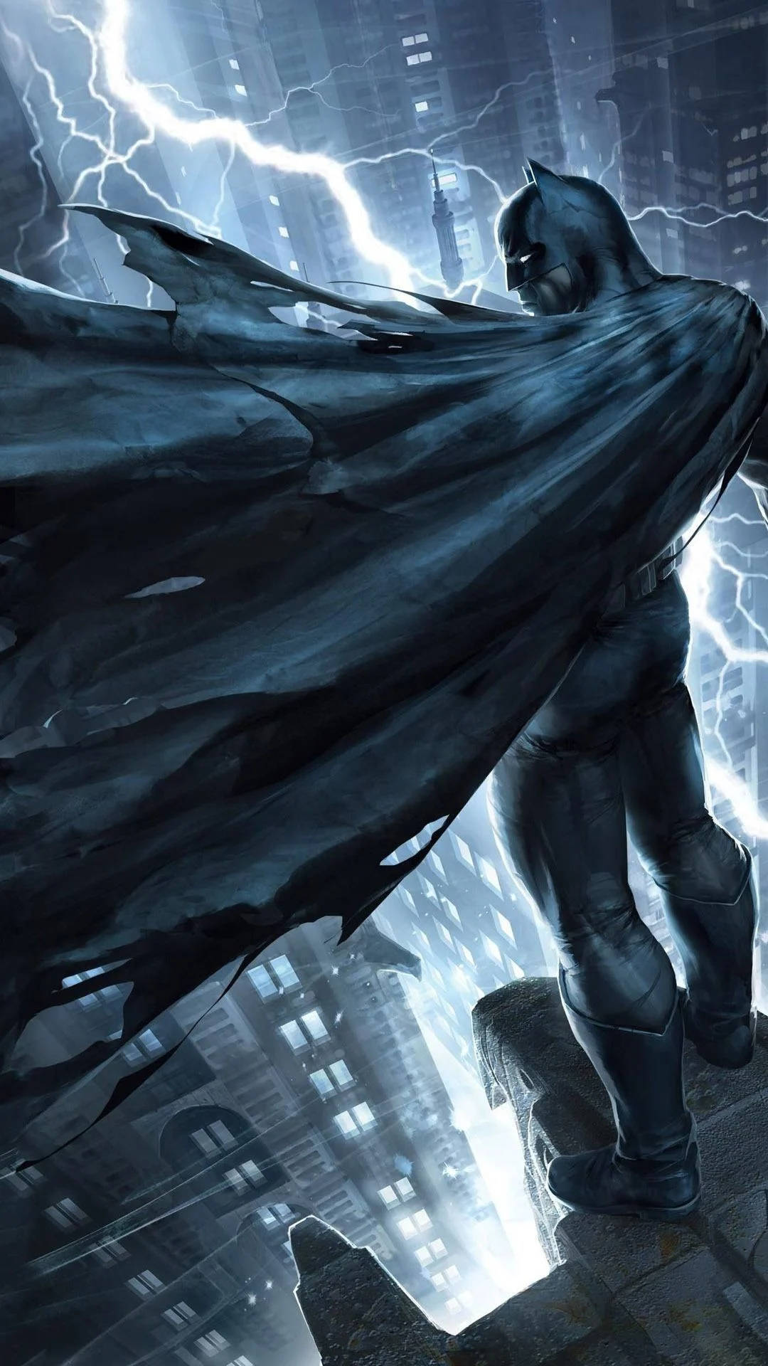 Batman In Action On Rooftops - Arkham City Iphone Wallpaper