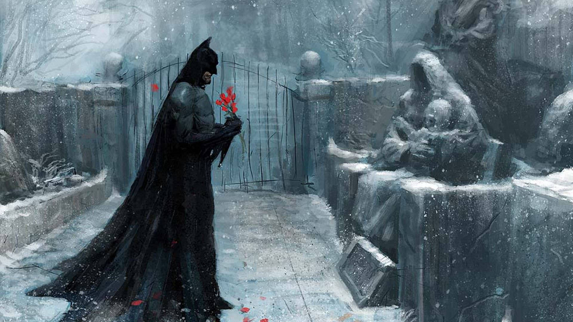 Batman In Cemetery Painting Background