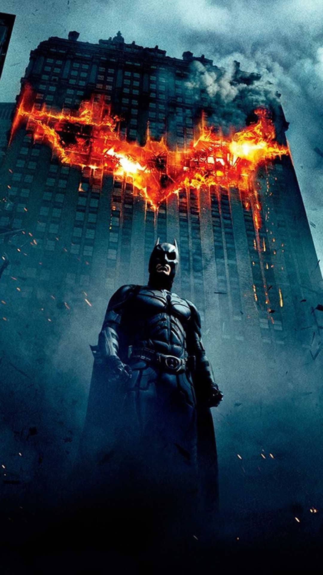 Batman In Front A Flaming Building Iphone X