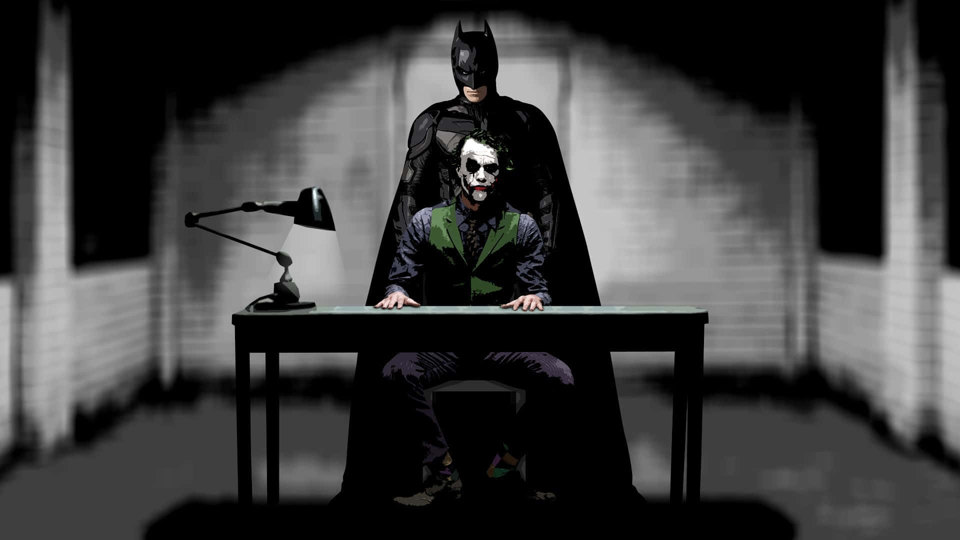 Batman Interrogates Joker Dark Room Background