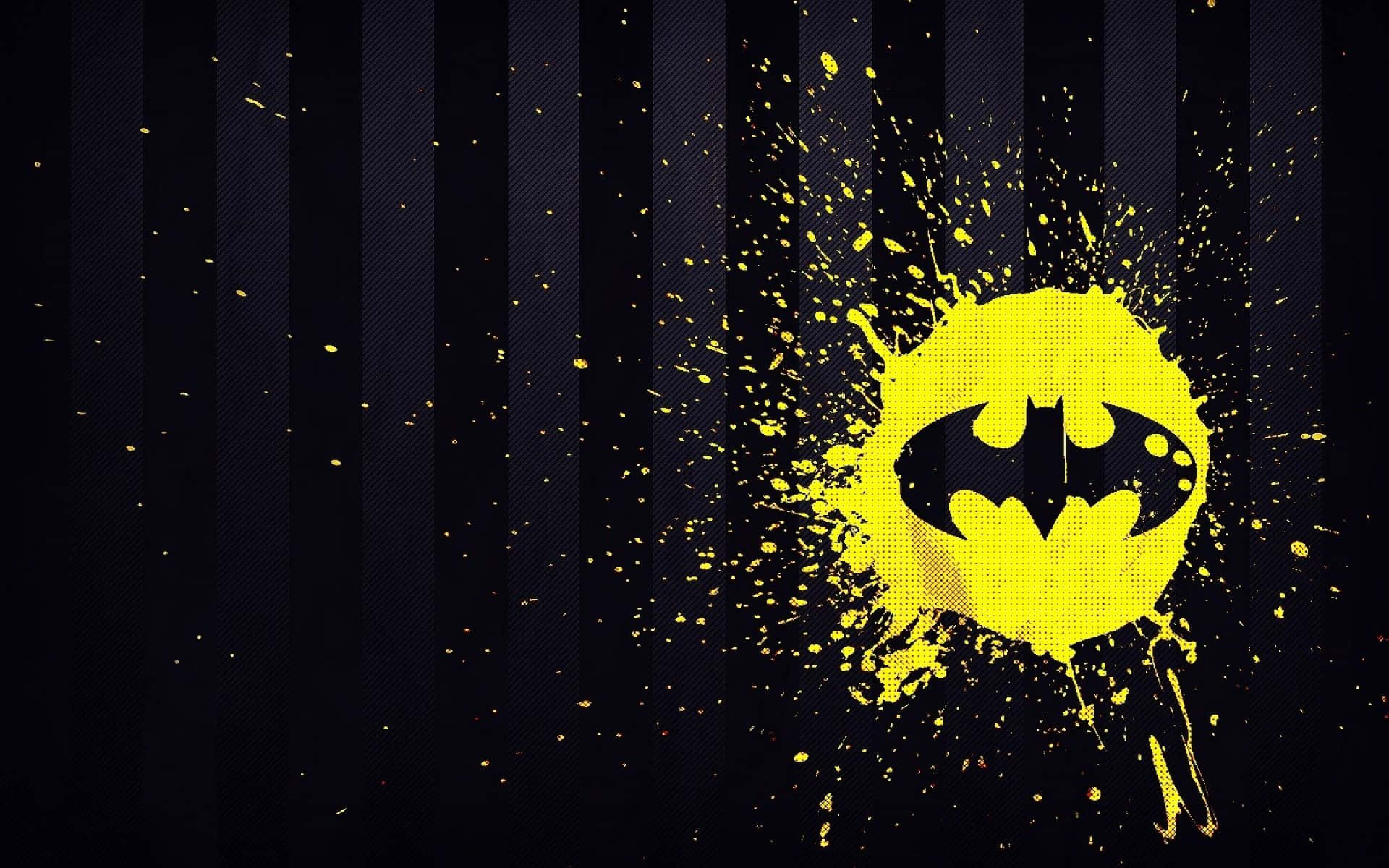 Batman Logo On A Black Background With Yellow Paint Splatters Background