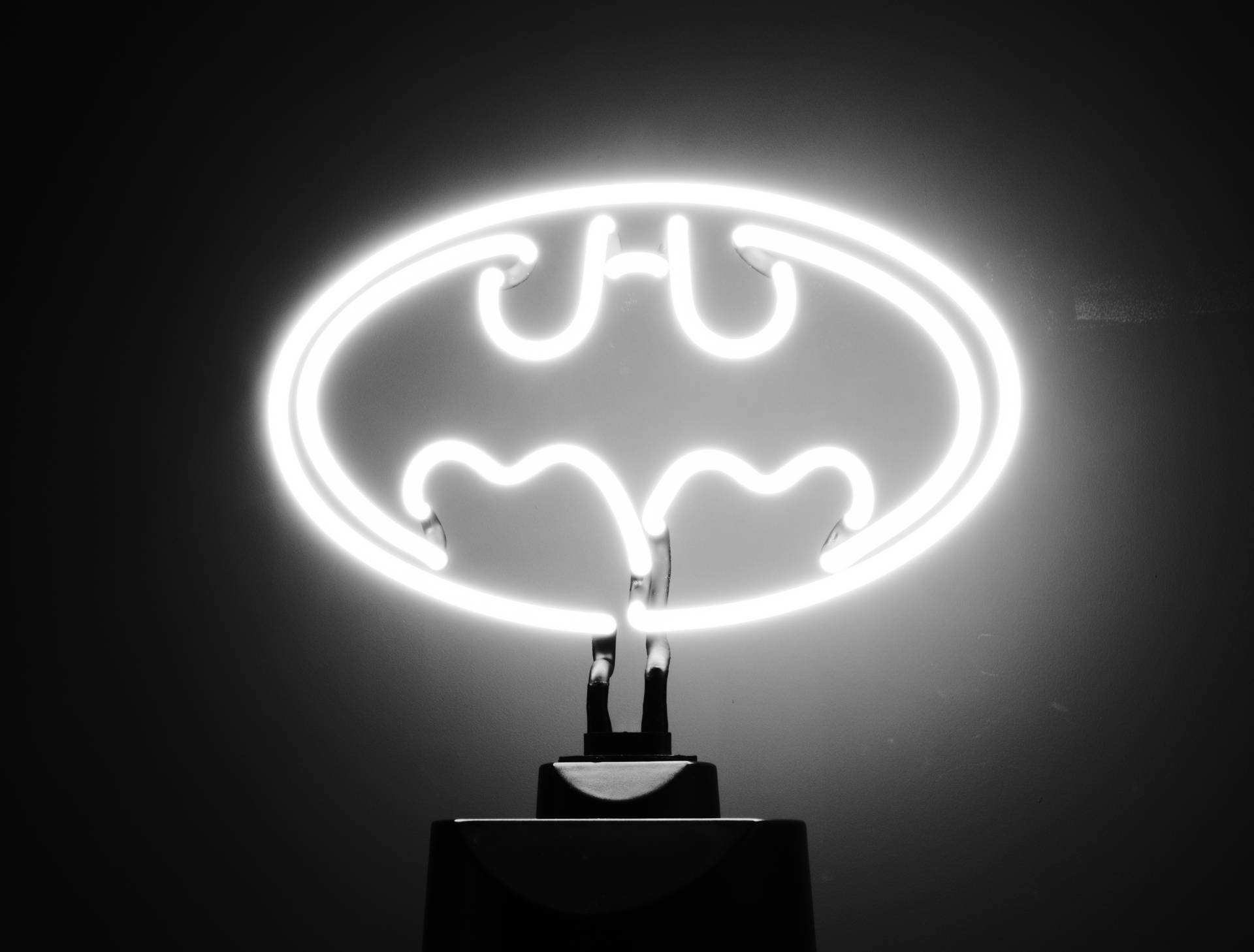 Batman Logo White Neon Aesthetic